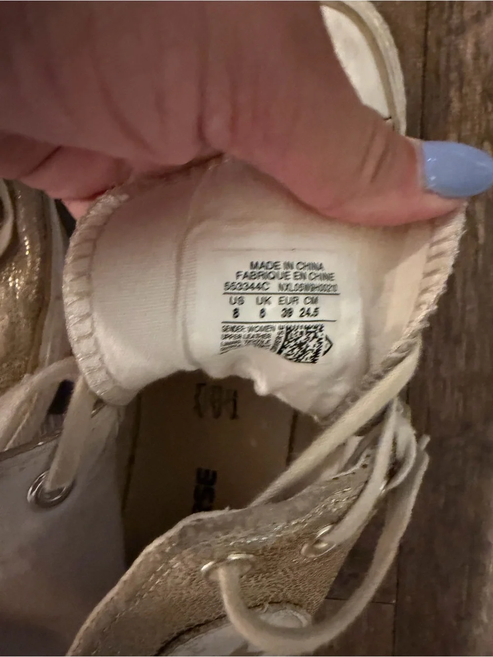 Converse High Top Sneakers in Beige Gold Glitter - Picture 3 of 5